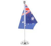 Bandiera Australiana da Tavolo con Supporto, Decorazione Scrivania | Poliestere e Ferro, Base Stabile e Colori Vivaci, per Banco, Mensole e Reception