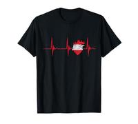 Bandiera Austria Battito cardiaco ECG Cuore Cuore Radici austriache Maglietta