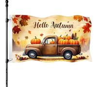 Bandiera autunnale da 3 x 1,5 m, per esterni, a doppia faccia, per esterni, ciao autunno, vacanze, cortile, camion del Ringraziamento, raccolta, bacche di zucca, con 2 occhielli per decorazione
