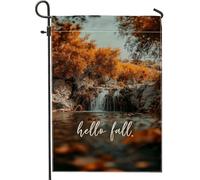 Bandiera autunnale da giardino a cascata, striscione arancione autunnale, decorazione stagionale per esterni, tessuto di alta qualità, decorazione per la casa ispirata alla natura, 30,5 x 45,7 cm