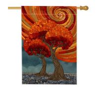 Bandiera autunnale da giardino con albero a mosaico, striscione decorativo arancione per cortile, decorazione esterna su entrambi i lati per decorazione stagionale del prato, perfetta per il