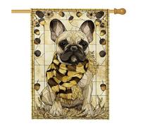 Bandiera autunnale da giardino con cani francesi gialli, striscione decorativo per la casa, bandiera da giardino in iuta su entrambi i lati, decorazione stagionale per esterni, 71 x 101 cm