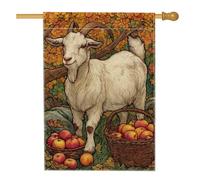 Bandiera autunnale da giardino con capra, bandiera bianca con animali della fattoria, bandiera decorativa in iuta su entrambi i lati, per decorazione esterna del prato, 71 x 101 cm