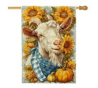 Bandiera autunnale da giardino con capra, bandiera gialla con girasole e girasole, bandiera decorativa in iuta su entrambi i lati, per la decorazione del prato esterno, 71 x 101 cm