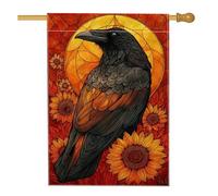 Bandiera autunnale da giardino con corvo, girasole arancione, bandiera decorativa per la casa, bandiera su entrambi i lati per cortile per la decorazione del prato esterno 71 x 101 cm