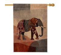 Bandiera autunnale da giardino con elefante, bandiera tribale marrone per la casa, bandiera su entrambi i lati per la decorazione del prato all'aperto 71 x 101 cm