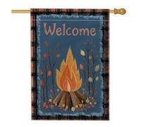 Bandiera autunnale da giardino con falò, con legna da ardere arancione e floreale, bandiera decorativa per esterni, bandiera stagionale su entrambi i lati, per celebrazioni autunnali, 71 x 101 cm