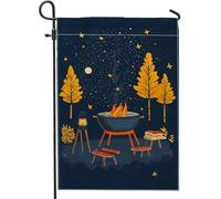 Bandiera autunnale da giardino con falò, lanterna per focolare notturna autunnale, decorazione per la casa, bandiera su entrambi i lati, per esterni, feste, feste, decorazione per prato, 30,5 x 45,7