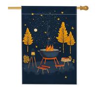 Bandiera autunnale da giardino con falò, lanterna per focolare notturna autunnale, decorazione per la casa, bandiera per esterni su entrambi i lati, decorazione stagionale per feste, prato, 71 x 101
