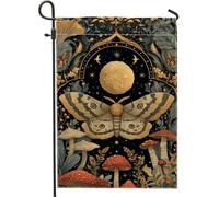 Bandiera autunnale da giardino con farfalla al chiaro di luna, bandiera floreale per la decorazione della casa, bandiera decorativa per esterni su entrambi i lati, decorazione stagionale per prato