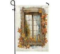 Bandiera autunnale da giardino con foglie d'acero arancione, decorazione vintage per la casa e il giardino, bandiera da cortile su entrambi i lati, decorazione per prato esterno 30,5 x 45,7 cm