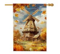 Bandiera autunnale da giardino, con foglie d'arancio, decorazione per case coloniche, in iuta su entrambi i lati, decorazione per prato all'aperto, per festival autunnali del raccolto 71 x 101 cm