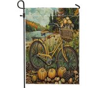 Bandiera autunnale da giardino con funghi, zucche raccolte autunnali, decorazione per esterni, decorazione per esterni, striscione stagionale su entrambi i lati, decorazione per prato, 30,5 x 45,7 cm