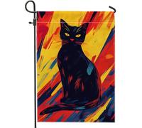 Bandiera autunnale da giardino con gatti di Halloween, bandiera decorativa dai colori vivaci per la decorazione del prato esterno, bandiere artistiche stagionali su entrambi i lati, per casa e feste