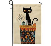 Bandiera autunnale da giardino con gatto, arancione fantasioso felino, decorazione per la casa da cortile, in tessuto su entrambi i lati, decorazione autunnale, accessori da giardino stagionali per