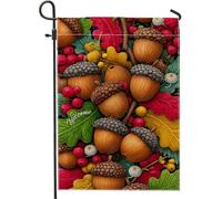Bandiera autunnale da giardino con ghianda, con foglie colorate di benvenuto e decorazione per la casa, bandiera autunnale su entrambi i lati, decorazione per esterni, 30,5 x 45,7 cm