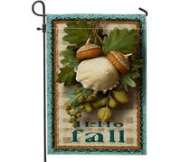Bandiera autunnale da giardino con ghianda, foglie d'acero rustiche e noci per decorare l'autunno, bandiera da giardino in iuta su entrambi i lati, decorazione stagionale per la casa, 30,5 x 45,7 cm