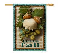 Bandiera autunnale da giardino con ghianda, foglie d'acero rustiche e noci per decorare l'autunno, bandiera da giardino in iuta su entrambi i lati, decorazione stagionale per la casa, 71 x 101 cm