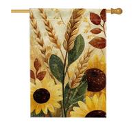 Bandiera autunnale da giardino con girasole, decorazione per esterni, motivo floreale giallo con foglie di grano, decorazione per esterni, striscione in iuta su entrambi i lati, decorazione per prato
