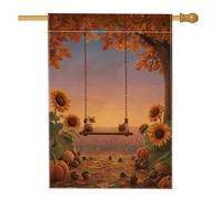 Bandiera autunnale da giardino con girasole, scena floreale arancione altalena decorazione per esterni, striscione in iuta su entrambi i lati per decorazione autunnale per feste autunnali, 71 x 101 cm