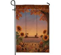 Bandiera autunnale da giardino con girasole, scena floreale arancione altalena decorazione per esterni, striscione in iuta su entrambi i lati per decorazione autunnale per feste autunnali, 30,5 x 45,7