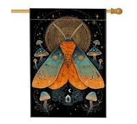 Bandiera autunnale da giardino con insetti arancioni, funghi e insetti, striscione decorativo per la casa, in iuta su entrambi i lati, decorazione stagionale per esterni, 71 x 101 cm