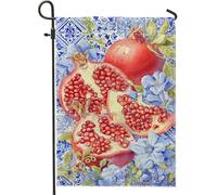 Bandiera autunnale da giardino con melograno, frutta rossa e blu, decorazione per la casa e il prato, decorazione stagionale per esterni su entrambi i lati, bandiera per festival del raccolto, 30,5 x