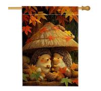 Bandiera autunnale da giardino con riccio, foglie d'acero arancione carino animale decorazione per la casa, bandiera da cortile in iuta su entrambi i lati, decorazione stagionale per esterni, 71 x 101