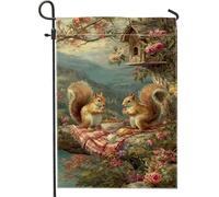Bandiera autunnale da giardino con scoiattolo, con animali del bosco marrone, striscione decorativo per la casa, in tessuto su entrambi i lati, decorazione stagionale per esterni, 30,5 x 45,7 cm