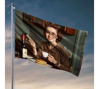 Bandiera autunnale da giardino con scritta "Men Cave Decor Woman Enjoy Pancakes, Coffee, and Wine" (120 x 180 cm)