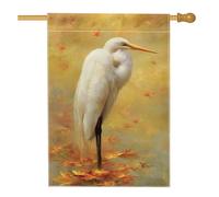 Bandiera autunnale da giardino con uccelli bianchi e foglie autunnali, decorazione per esterni paesaggi stagionali, bandiera da cortile per la casa del Ringraziamento, 71 x 101 cm