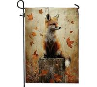 Bandiera autunnale da giardino con volpe arancione e volpe del bosco, decorazione per la casa, in iuta su entrambi i lati, decorazione per esterni, bandiera ispirata alla natura per le vacanze, 30,5 x