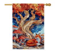 Bandiera autunnale da giardino con volpe, decorazione con animali del bosco arancione, striscione in tessuto su entrambi i lati, per decorazione autunnale per esterni, 71 x 101 cm