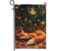 Bandiera autunnale da giardino con volpe, decorazione per esterni, decorazione per esterni su entrambi i lati, decorazione stagionale per la casa, 30,5 x 45,7 cm