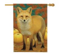 Bandiera autunnale da giardino con volpe, decorazione per esterni, motivo animali del bosco arancione, bandiera da giardino su entrambi i lati, decorazione per le vacanze, 71 x 101 cm