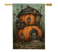 Bandiera autunnale da giardino con zucca, decorazione per la casa delle fiabe arancione, bandiera su entrambi i lati per prato in iuta per la stagione del raccolto, decorazione per esterni, 71 x 101