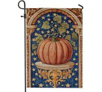 Bandiera autunnale da giardino con zucca, striscione autunnale decorativo arancione con stelle, decorazione per la casa su entrambi i lati per la decorazione esterna del prato 30,5 x 45,7 cm