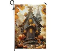 Bandiera autunnale da giardino con zucca, striscione decorativo arancione autunnale per decorazione esterna del prato, bandiera in iuta su entrambi i lati per festa del Ringraziamento, 30,5 x 45,7 cm