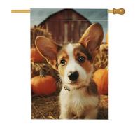Bandiera autunnale da giardino Corgi, arancione zucca cane decorazione per la casa, bandiera da cortile in iuta su entrambi i lati, decorazione per esterni 71 x 101 cm