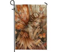 Bandiera autunnale da giardino delle fate, striscione decorativo per la casa con farfalle arancioni, bandiera su entrambi i lati, in iuta, decorazione stagionale per esterni, 30,5 x 45,7 cm