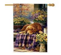 Bandiera autunnale da giardino floreale, cane Golden Retriever con girasoli per la casa, bandiera da giardino in iuta su entrambi i lati, per autunno e decorazione per prato all'aperto, 71 x 101 cm