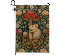 Bandiera autunnale da giardino, motivo topolino color foglia di tè, decorazione floreale per la casa, bandiera da giardino su entrambi i lati, 30,5 x 45,7 cm