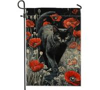 Bandiera autunnale da giardino, papavero rosso, decorazione per la casa e il cortile, in iuta su entrambi i lati, decorazione per prato all'aperto, 30,5 x 45,7 cm