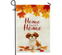 Bandiera autunnale da giardino per cani, con foglie d'arancio, decorazione per la casa dolce per la casa, decorazione per esterni, in iuta su entrambi i lati, per la decorazione autunnale del prato