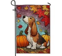 Bandiera autunnale da giardino per cani, con zucca arancione e foglia, striscione decorativo per la casa, in iuta su entrambi i lati, per la decorazione autunnale del prato all'aperto, 30,5 x 45,7 cm