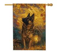Bandiera autunnale da giardino per cani, decorazione a lanterna con pastore tedesco giallo, in iuta su entrambi i lati, per la decorazione della casa autunnale, 71 x 101 cm