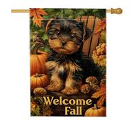 Bandiera autunnale da giardino per cani, decorazione autunnale con cuccioli, striscione su entrambi i lati, decorazione per la casa all'aperto per la stagione del raccolto, 71 x 101 cm
