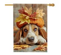 Bandiera autunnale da giardino per cani, grazioso beagle con zucca e foglie, decorazione per esterni, striscione in iuta su entrambi i lati per la decorazione della casa autunnale 71 x 101 cm