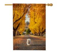Bandiera autunnale da giardino per cani, striscione decorativo con animali giallo dorato, bandiera su entrambi i lati in iuta per esterni, decorazione autunnale per prato per casa e giardino, 71 x 101