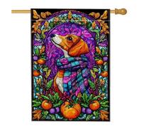 Bandiera autunnale da giardino, striscione decorativo colorato con cane beagle, bandiera a doppia faccia in iuta per cortile, decorazione per prato all'aperto, 71 x 101 cm